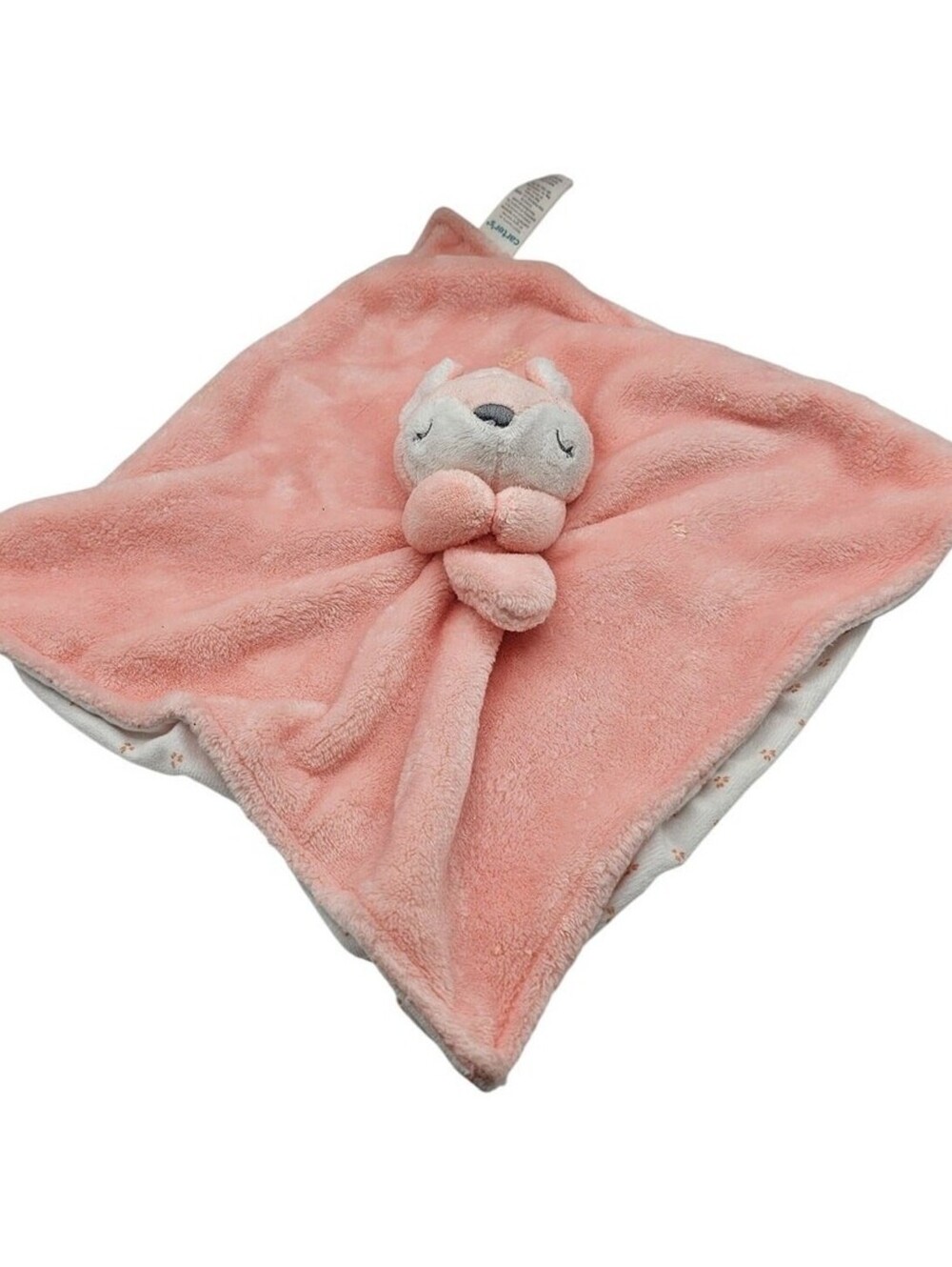 Carters Pink And White Deer Fawn Security Blanket Plush Baby Toy Lovey - Picture 1 of 4
